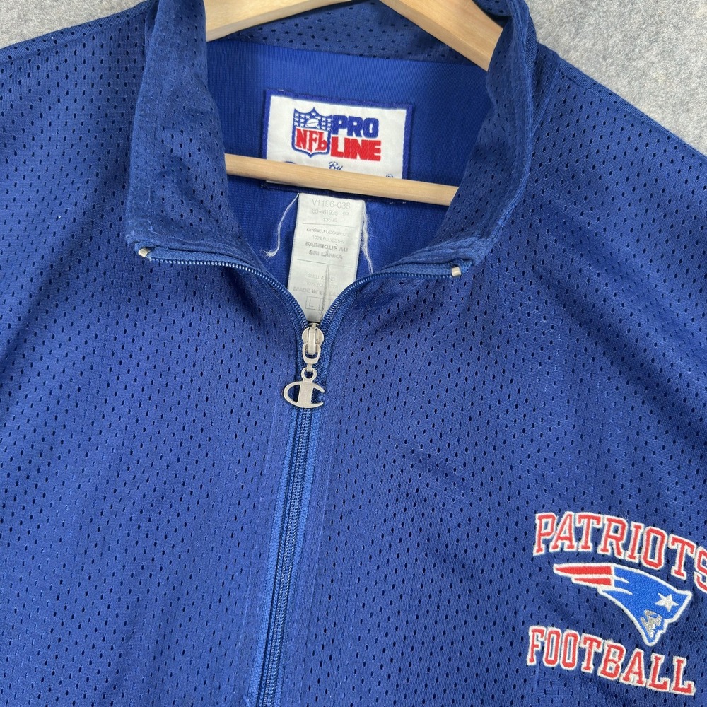 Vintage New England Patriots Jacket Mens Large Blue NFL Football Mesh‎ Champion